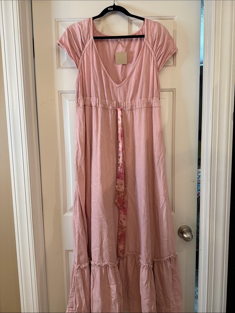 Free People Women’s Pink Maxi Dress with Ruffle Hem